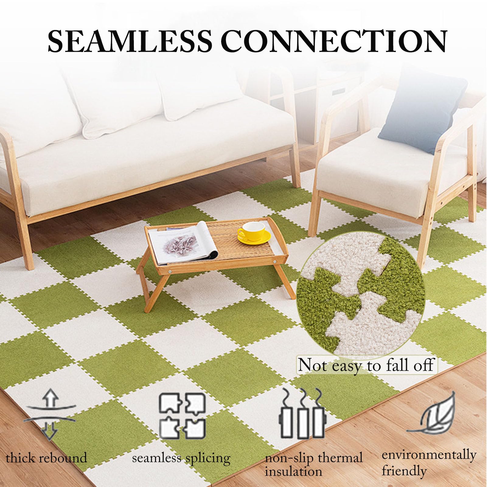 20 Pcs 12x12in Interlocking Foam Puzzle Carpet Tiles,Thick Design Non-Slip Shaggy Square Area Rug Easy to Put Together and Clean Texture Play Ground Mats(Color:Coffee+White)