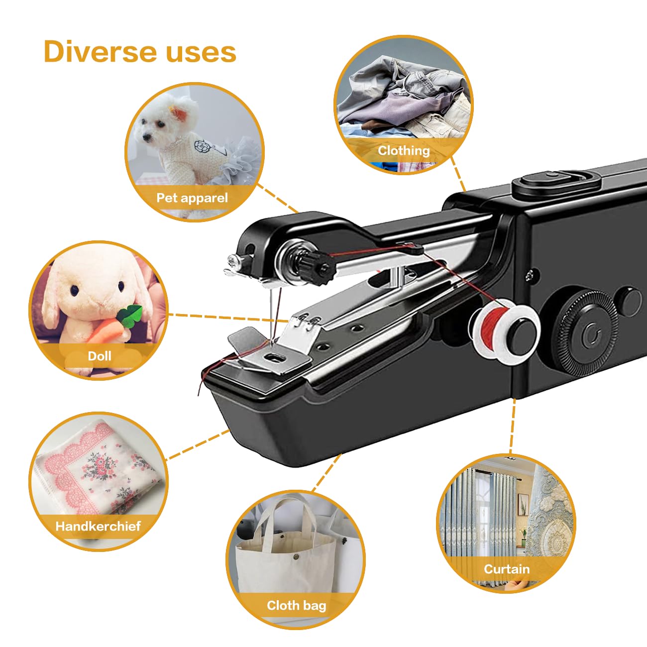 Handheld Sewing Machine,Mini Sewing Machine for Quick Stitching,Portable Sewing Machine Suitable for Home,Travel and DIY,Electric Handheld Sewing Machine for Beginners，easy，Black