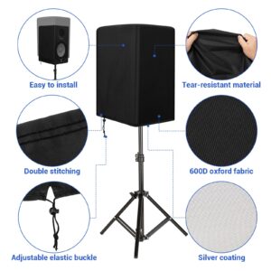 Yexcend Speaker Cover for 12 Inch PA/DJ Powered Speaker Mounted on Stand, Outdoor Speaker Covers UV Protection Water Resistant Dustproof 600D Oxford Cloth(Black)