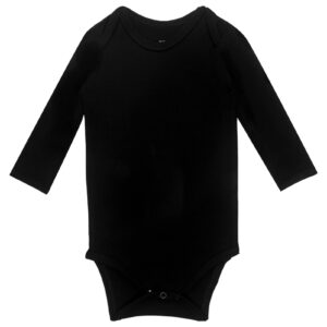 GUISBY Baby Rayon made from Bamboo Bodysuit, Cozy Long Sleeve Bodysuits Sleep'N Play Romper Black 3-6 Months