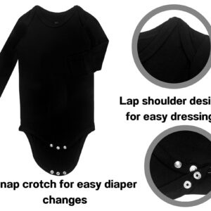 GUISBY Baby Rayon made from Bamboo Bodysuit, Cozy Long Sleeve Bodysuits Sleep'N Play Romper Black 3-6 Months