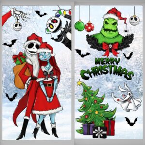 Mfault 121 PCS Merry Christmas Nigh.tmare BEF.ore Christmas Window Clings 9 Sheets, Jack Skellington Sally Xmas Tree Skull Stickers Decal Decoration, 2024 New Year Home Kitchen Winter Holiday Decor