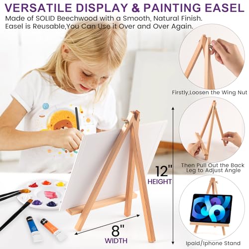 MERRIY Art Paint Set, Painting Supplies Kit with Tabletop Easel, 12 Colors Acrylic Paints,10"x 12" Stretched Canvas, Paint Brush Set, Premium Acrylic Paint Set for Adults Artists& Beginners, Age 15+