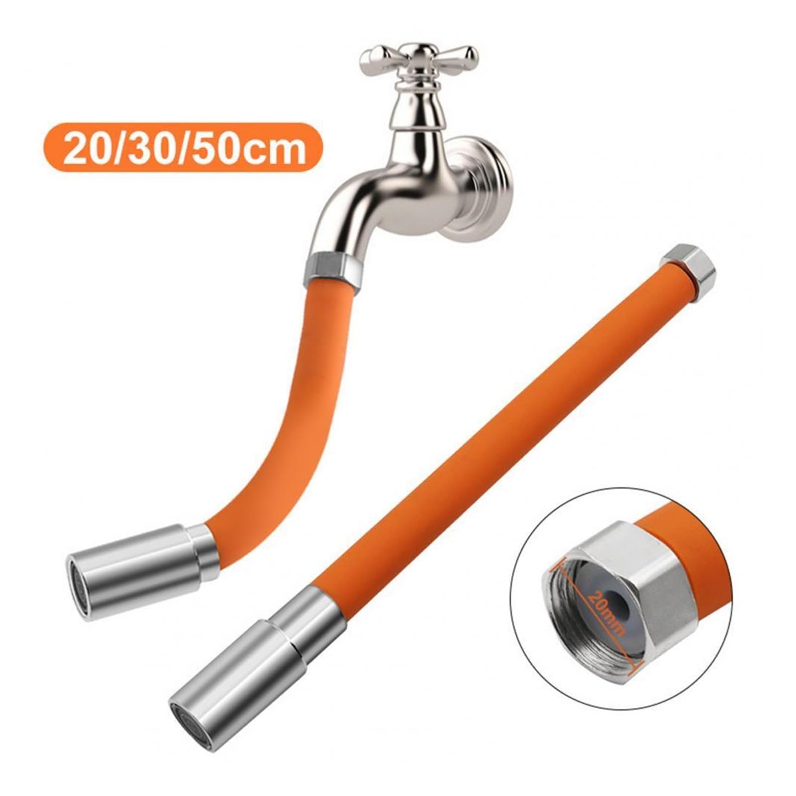 Kitchen Faucet Extension Hose Bathroom 360° Rotation Bending Faucet Extender Wash Basin Water Saving Tap Filter Extension Tube (Color : 20cm)