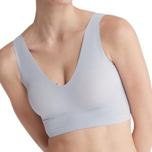 Calvin Klein Women's Invisibles Comfort Seamless Lightly Lined V Neck Bralette Bra, Dapple Gray