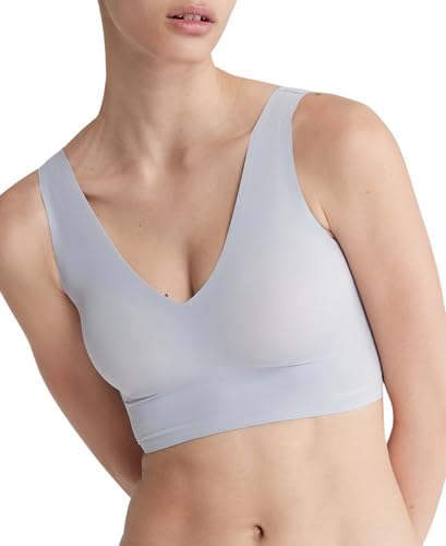 Calvin Klein Women's Invisibles Comfort Seamless Lightly Lined V Neck Bralette Bra, Dapple Gray