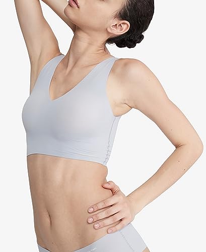 Calvin Klein Women's Invisibles Comfort Seamless Lightly Lined V Neck Bralette Bra, Dapple Gray