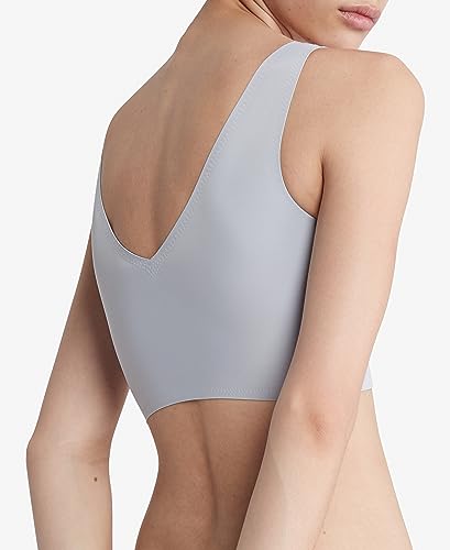 Calvin Klein Women's Invisibles Comfort Seamless Lightly Lined V Neck Bralette Bra, Dapple Gray