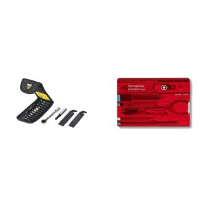 Topeak TT2524 Ratchet Rocket Lite DX Tool, Black, 12 & Victorinox Swiss Army SwissCard Pocket Knife, Ruby, 81mm