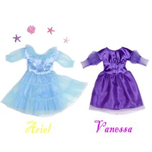 Sweet Dolly Halloween Doll Clothes Princess Ariel Vanessa Costume Mermaid Doll Clothes for 18 Inch Doll