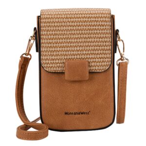 Montana West Small Crossbody Cell Phone Purse for Women RFID Blocking Cellphone Wallet Purses Travel Size MWC-207TAN