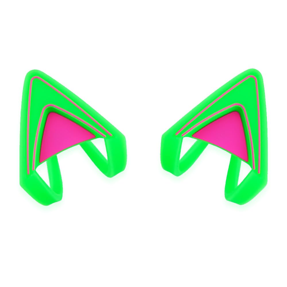 Glow in Dark Silicone Cat Kitty Ears Lovely Fluorescent Cat Ears Compatible for Bose/Razer/HyperX/Corsair/SteelSeries Arctis/Edifier Gaming Headphones (Green)