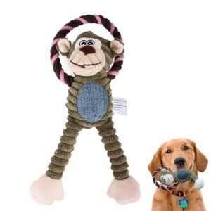 lwbmg squeaky plush rope dog toys, funny dog toy stuffed animal, puppy chew toys for teething, tug of war dog toy with interactive thick rope