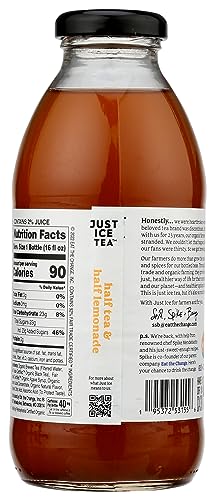 Eat The Change Just Ice Tea Organic Half Tea & Half Lemonade Tea, Kosher, 16 Fluid Ounces (Pack Of 12)