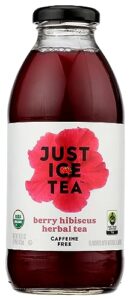 eat the change just ice tea organic berry hibiscus herbal tea, caffeine free, 16 fluid ounces (pack of 12)