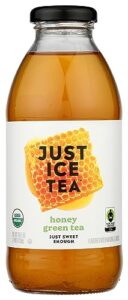 eat the change just ice tea organic honey green tea, kosher, 16 fluid ounces (pack of 12)