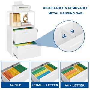 Fesbos File Cabinet with Shelves & 2 Lockable Drawers - Home Office Lockable Lateral Filing Cabinet for Hanging Files Letter/Legal/F4/A4 Size - Assembly Required