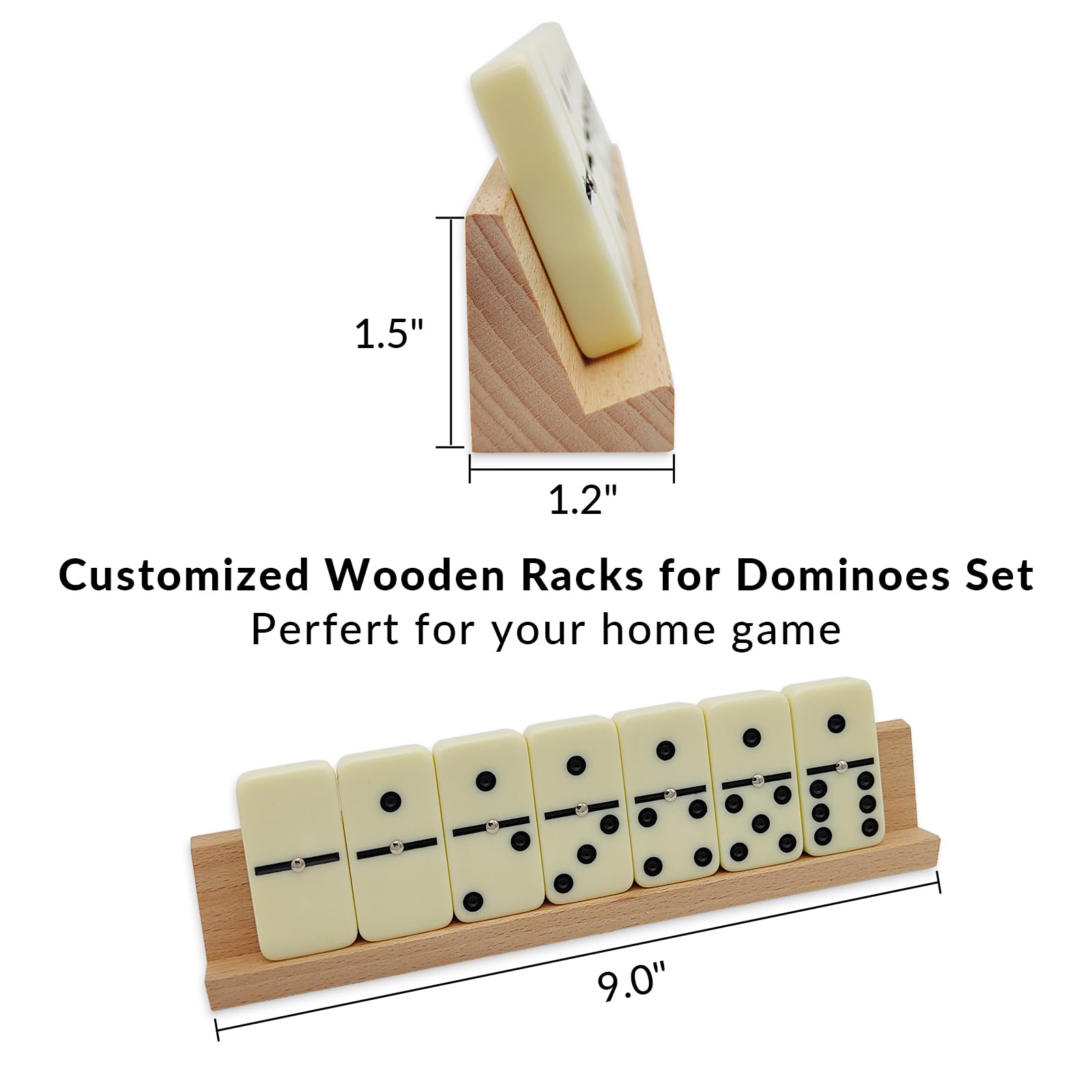 uvcany Dominoes Set for Adults with 4 Wooden Racks/Trays, Double 6 Dominoes Travel Set with Portable Case Double Six Dominoes Set with 4 Tiles Holders, 28 Tiles Dominos Set for Family Board Games