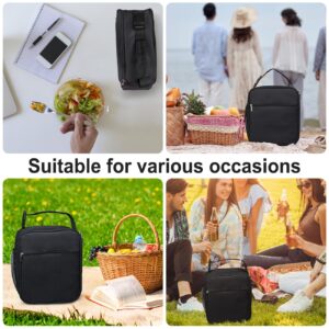 NZOLIA Lunch Box for Men/Women Leakproof Small Lunch bag Reusable Food Safe Durable Lunch container Compact Cooler Tote for Office Work Picnic Hiking Beach Fishing-Black