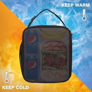 NZOLIA Lunch Box for Men/Women Leakproof Small Lunch bag Reusable Food Safe Durable Lunch container Compact Cooler Tote for Office Work Picnic Hiking Beach Fishing-Black