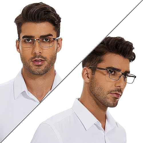 NaNaKo 3 Pack Reading Glasses for Men, Lightweight Blue Light Blocking Metal Frame Mens Readers (C1,+1.50)