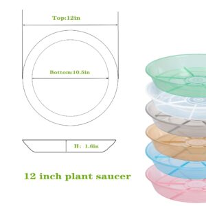 Afrine 2 Pack Plant Saucer Drip Tray 12 inch, Heavy Sturdy Plastic Planter Flower Pot Saucers for Indoor Outdoor Garden, Plant Water Drip Trays for pots (12" 2Pack, Clear)