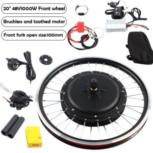 Electric Bike Conversion Kit,20" Front/Rear Wheel E-Bike Powerful Hub Motor Kit with SW-810LED Display Waterproof Wire Front/Rear Wheel Hub Assembly Motor Kit (20" 48V 1000W Front Wheel)