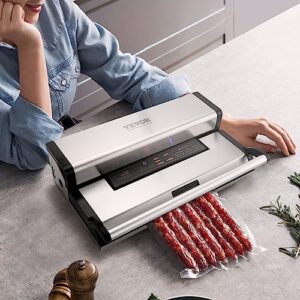 VEVOR Food Vacuum Sealer Machine, 95Kpa 350W Powerful Dual Pump and Dual Sealing, Dry and Moist Food Storage, Automatic and Manual Air Sealing System with Built-in Cutter, with Seal Bag External Hose