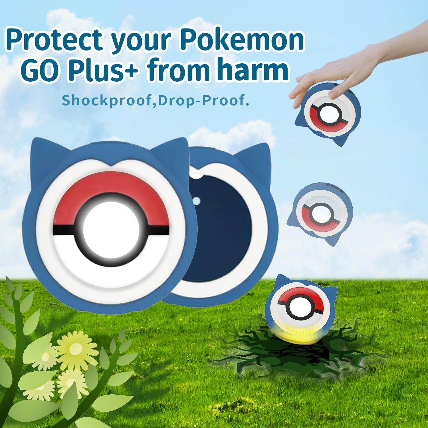 Elf Ball Silicone Protective Case, Compatible with The Latest Pokémon Go Plus+ 2023 Blue