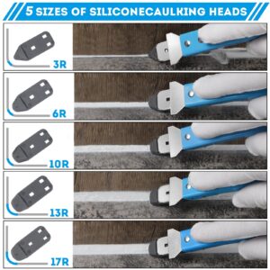 GIREORAN Stainless Steel Caulk Tool,4-in-1 Silicone Caulking Tool Kit,Caulk Remover,Grout Removal Tool,Sealant Finishing Tool for Bathroom,Kitchen,Floor,Window,Sink Joint,Frames Seal,Tile