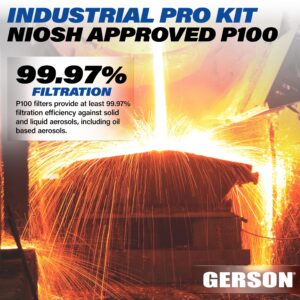 GERSON 焊接呼吸面罩工業套件焊接呼吸面罩,NIOSH P100 認證提供 99.97% 過濾、焊接配件和呼吸器(大號)