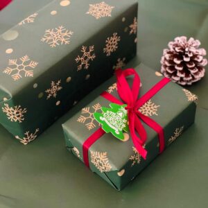 ZY-HUAN Christmas Wrapping Paper 70x50, 5pcs wrapping paper Sheets christmas With Ribbon, Xmas Wrapping Paper for Christmas Box Packaging