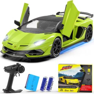 aeroquest lamborghini remote control car, officially licensed 1:14 lambo rc car 7.4v 500mah with 15km/h fast model car toys for adults boys girls birthday ideas gift, green