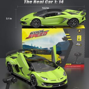 AEROQUEST Lamborghini Remote Control Car, Officially Licensed 1:14 Lambo RC Car 7.4V 500mAh with 15km/h Fast Model Car Toys for Adults Boys Girls Birthday Ideas Gift, Green