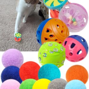 HEUHAI Cat Toy Balls Set - 6 Unique Styles & Colors with Bells, Sturdy Plastic Jingle Balls for Indoor Cats - Encourages Active Play & Mental Stimulation for All Cat Breeds & Sizes