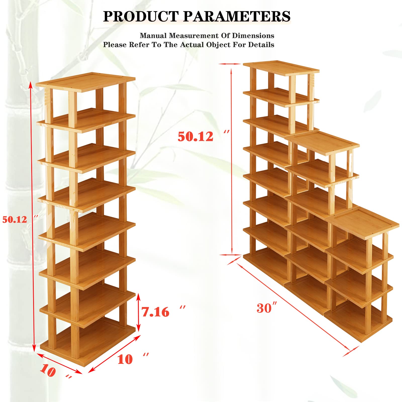 Bamboo Shoe Rack 17 Tier- Vertical Shoe Rack for Small Spaces, Tall Narrow Shoe Rack Organizer for Closet Entryway Corner Garage and Bedroom,Skinny Shoe Shelf with Free Stackable DIY