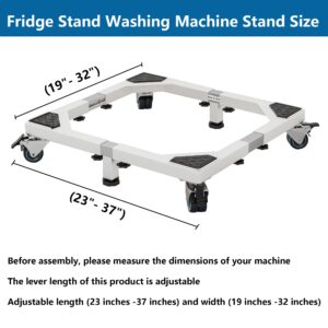 Zsytbyyds All Steel Mobile Base Heavy Duty Furniture Dolly Adjustable Mini Fridge Stand Washing Machine Stand Furniture Dolly for Washer, Refrigerator and Dryer（White）