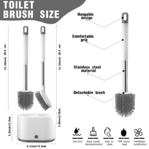 Tioncy 3-Piece Silicone Toilet Brush Set with Ventilated Holder, White