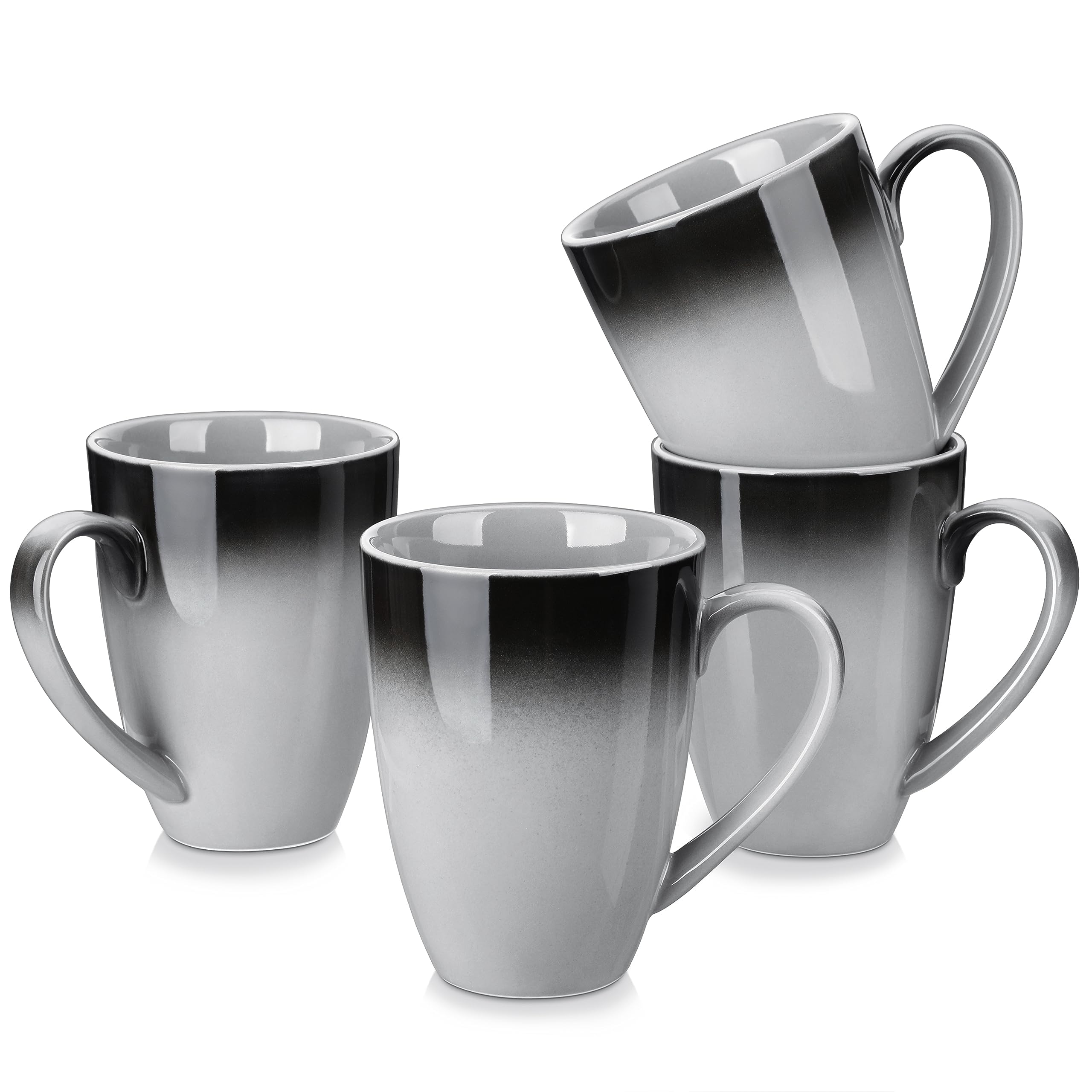 LOVECASA Coffee Mugs Set of 4, Porcelain Mugs 20 OZ for Coffee, Tea, Cocoa, Cappuccino, Latte and Milk, Large Handle Design, Microwave and Dishwasher Safe