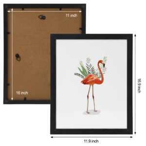 NAOKBOEE 11x16 Picture Frame in Black - Horizontal and Vertical Formats for Wall - Composite Wood with Shatter Resistant Plexiglass