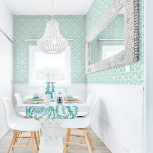 Guvana Green Peel and Stick Wallpaper Geometric Contact Paper Modern DIY Self Adhesive Wallpaper 17.32" X78.7"Removable Contact Paper White Trellis Decorative Paper for Accent Wall Covering Vinyl Roll