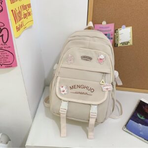 Tenbip Kawaii Backpack Cute Backpack Aesthetic Backpack Preppy Backpack Kawaii School Supplies with Bear Accessories (White)…