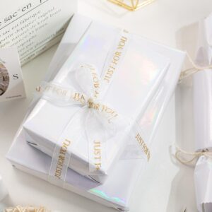 Homeral Metallic Wrapping Paper Roll-46.8sqft(17in*32.8ft) White Solid Color for Christmas, Birthday, Holiday, Wedding, Baby Shower, Bridal Shower, Party