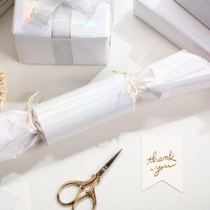 Homeral Metallic Wrapping Paper Roll-46.8sqft(17in*32.8ft) White Solid Color for Christmas, Birthday, Holiday, Wedding, Baby Shower, Bridal Shower, Party