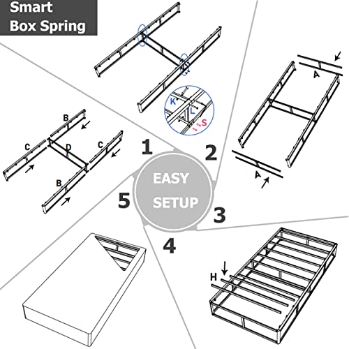 Aardhen 7 Inch Box Spring for Twin Bed,High Profile Strong Metal Frame Mattress Foundation, Quiet Noise-Free,Easy Assembly, 3000lbs Max Weight Capacity