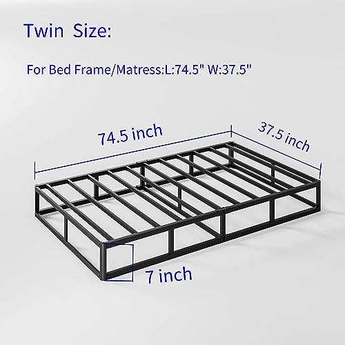 Aardhen 7 Inch Box Spring for Twin Bed,High Profile Strong Metal Frame Mattress Foundation, Quiet Noise-Free,Easy Assembly, 3000lbs Max Weight Capacity