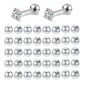 AoedeJ Stainless Steel Earring Backs Ball Back Earrings Backs Replacements Screw On Earring Backs for Studs Screw Earring Backs