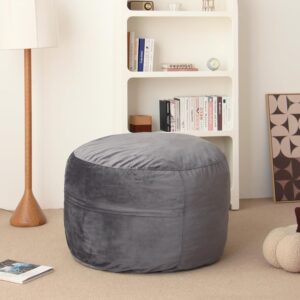 n&v bean bag chair: 3' memory foam furniture bean bag for teens, adults with machine washable covers (gery)