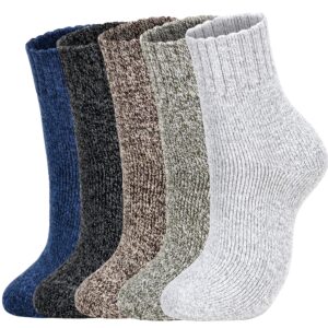 clothclose 5 pairs wool socks - warm wool socks for women/men, super soft crew socks boot socks, thick knit cozy socks