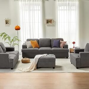 VanAcc 89 inch Sofa, Comfy Sofa Couch with Extra Deep Seats, Modern Sofa- 3 Seater Sofa Couch for Living Room Apartment Lounge, Grey Bouclé